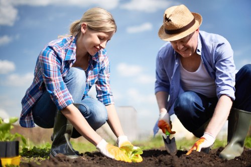 Clearing overgrown plants and garden debris